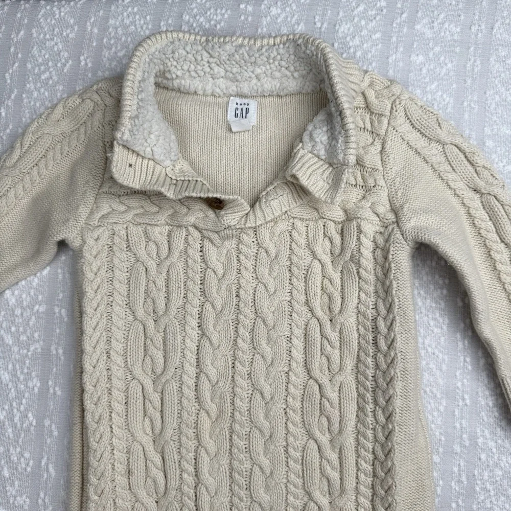 Baby‎ Gap Infant Cable Knit Chunky Romper Size 18 24 Months Fleece Neutral Cozy